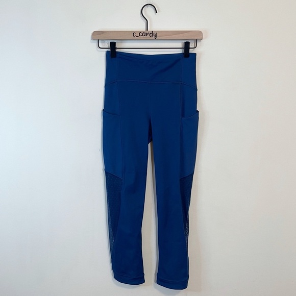 Lululemon Sole Training Crop Mesh Leggings Blue - Picture 1 of 9